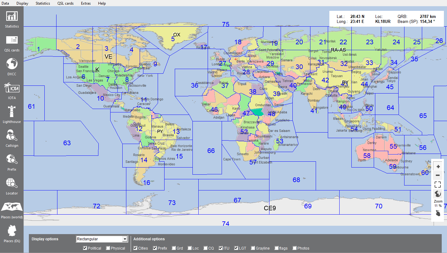 World map political view with ITU